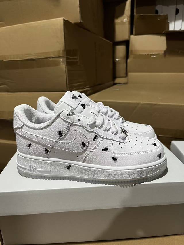 福利特价 Nike Air Force 1 “苍蝇”舒适柔软 支撑 低帮 板鞋 男女同款 白色 36-45