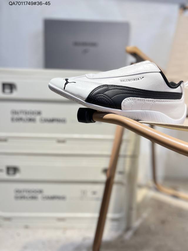 Puma 彪马 X Balenciaga巴黎世家 Speedcat 系列 薄底鞋 牛皮绒面革 圆头做旧磨损 低帮 生活休闲鞋 极速赛车系列 复古运动休闲跑鞋 充