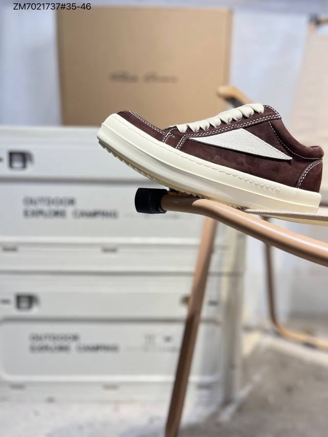 Rick Owens 复古百搭 时尚 舒适透气 耐磨 休闲鞋 市售最高版本 Rick Owens 瑞克 欧文斯 粗鞋带 低帮高街休闲运动板鞋 原鞋开发 独家私模