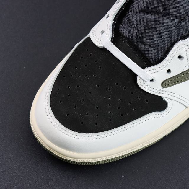 渠道优势 ！ Ljr纯原 Aj1 Travis Scott X Air Jordan 1 Low Medium Olive 黑绿橄榄 倒钩5.0 Ljr版本纯原
