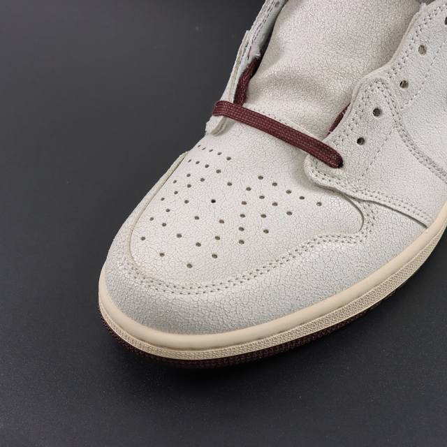 渠道优势 ！ Ljr纯原 Aj1 A Ma ManiéRe X Air Jordan 1 Sail And Burgundy 蛇纹 Ljr纯原生产线出品 原装纸