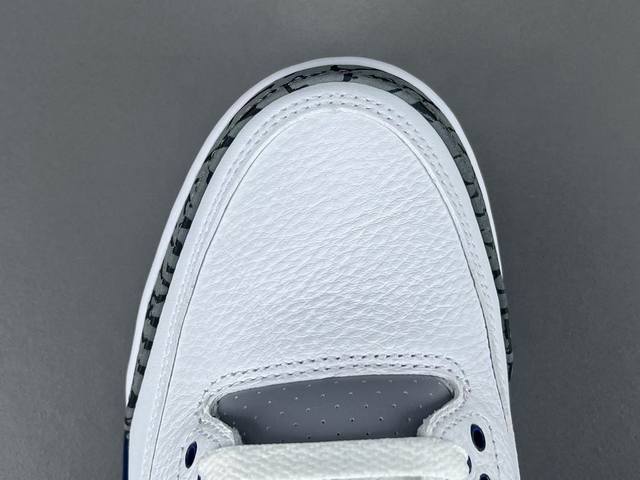 渠道优势 ！ X版 改进款 Aj3 Jordan Air Jordan 3 Midnight Navy 皮革 舒适 中帮 复古篮球鞋 男款 灰蓝 货号: 尺码：
