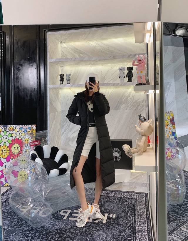 渠道优势，支持代发！ 外贸保真版：大鹅22款 黑色 Canada Goose 加拿大鹅 Mystique Parka长款女款羽绒服，Size：Xxs Xs S
