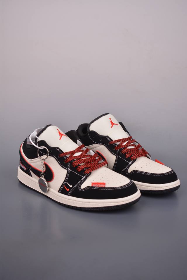 Nike Jordan Air Jordan 1 Supreme联名 纯原大厂出品 极力推荐 定制鞋盒 大厂纯原品质出货 超高清洁度 皮料切割干净无任何毛边 细
