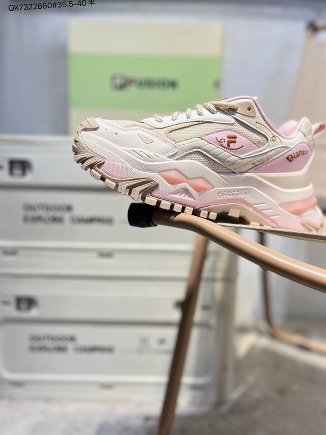 Fila Fusion斐乐 Bianco硬糖 织物合成革 拼接减震防滑耐磨透气 低帮 老爹鞋T12W541005Fgc Qx7322860#35.5-40半