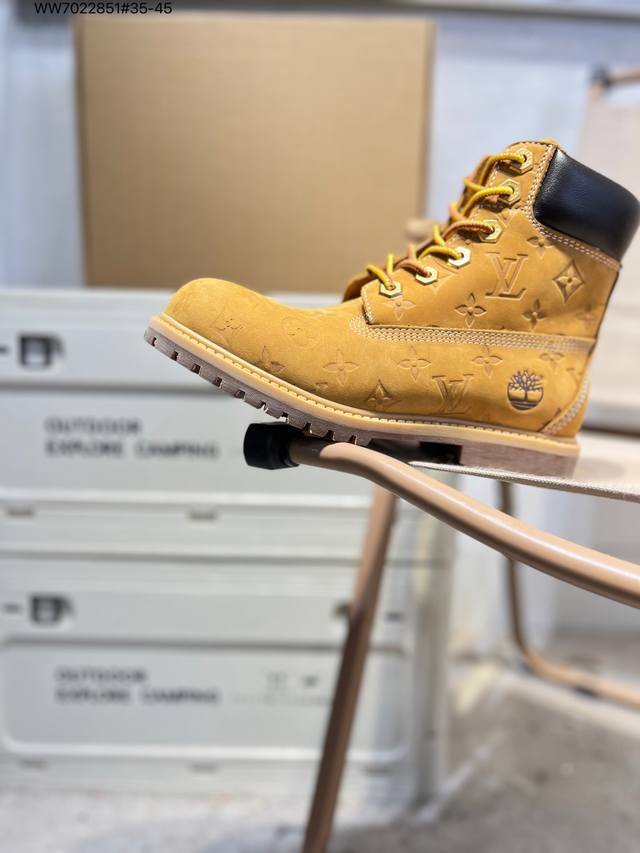 大厂出品 独立私模正确版 极致工艺 产量极低 Timberland X Louis Vuitton Lv联名款 添柏岚 天伯伦 6英寸满印老花 防水大黄靴 原厂
