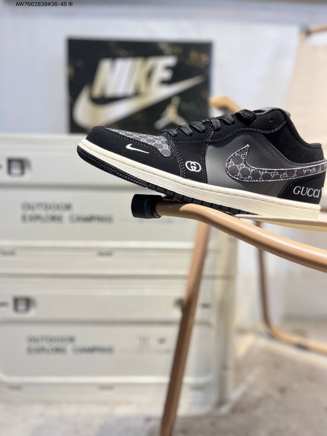 公司级头层皮古驰 X 乔丹Air Jordan 1 Low Aj1低帮系列篮球鞋 官方同步配色 原装级产物 #拒绝公底 立体鞋型 细节完美 高清洁度Lj8888