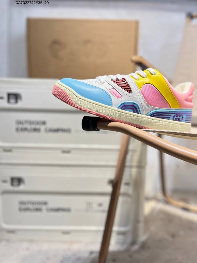 原 版本 双十一福利特价 广东原装高端 Gucci Basket 篮球鞋低帮 情侣款 Gucci Basket球鞋系列 灵感源自于90年代篮球鞋 整个款式非常重