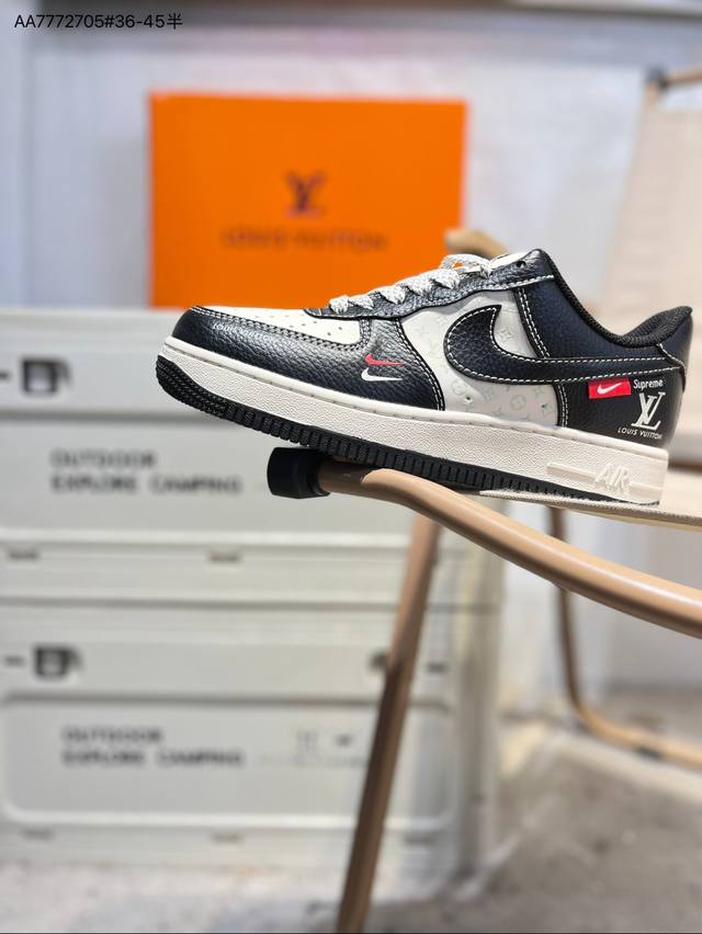 Lv X Nk Air Force 1'07 Low 空军一号低帮休闲板鞋 #定制皮料 原楦原纸板 纯正空军版型 高清洁度 内置全掌气垫Mz5988 Aa777