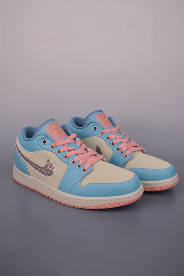 Air Jordan 1 Low 米蓝粉 Aj1乔1低帮休闲板鞋 同步官方配色 市场唯一独家头层皮打造 原鞋原档案开发 原厂皮料 原档冲孔鞋头 正确满胶鞋垫 四