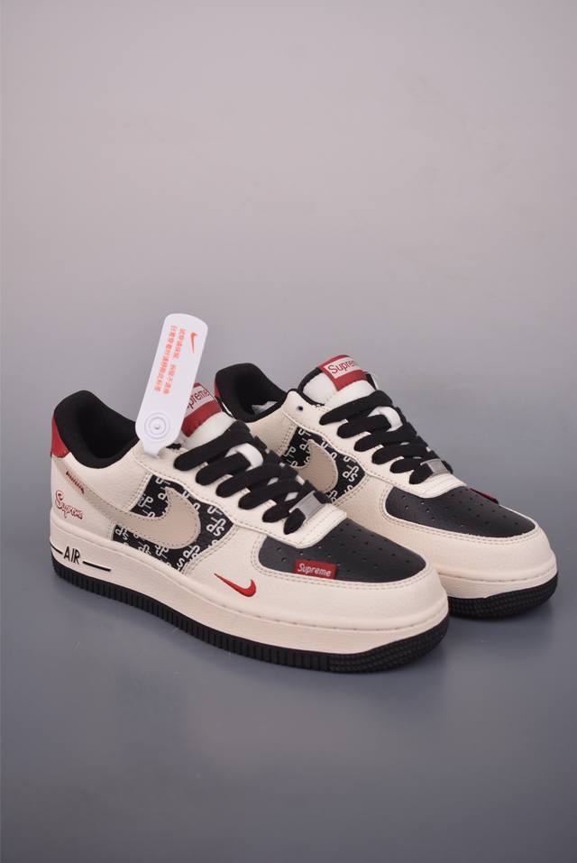 Nike Air Force 1 Low Supreme联名 原楦头原纸板 打造纯正空军版型 专注外贸渠道 全掌内置蜂窝气垫 原盒配件 原厂中底钢印、拉帮完美
