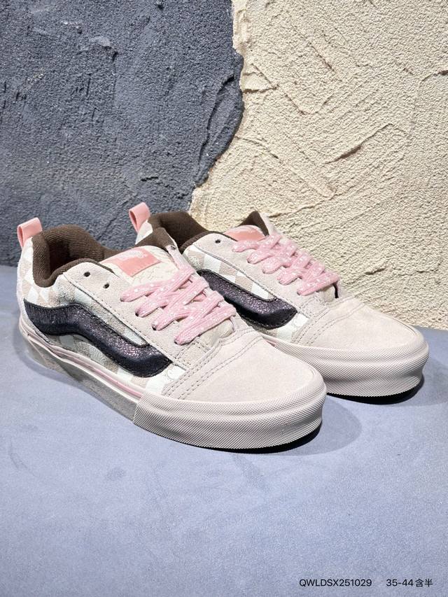 Vans Knu-Skool Vr3 Lx 面包鞋 黑红拼接低帮复古休闲硫化板鞋 Vn0009Qcknu #肥胖版大Logo Qwldsx251029