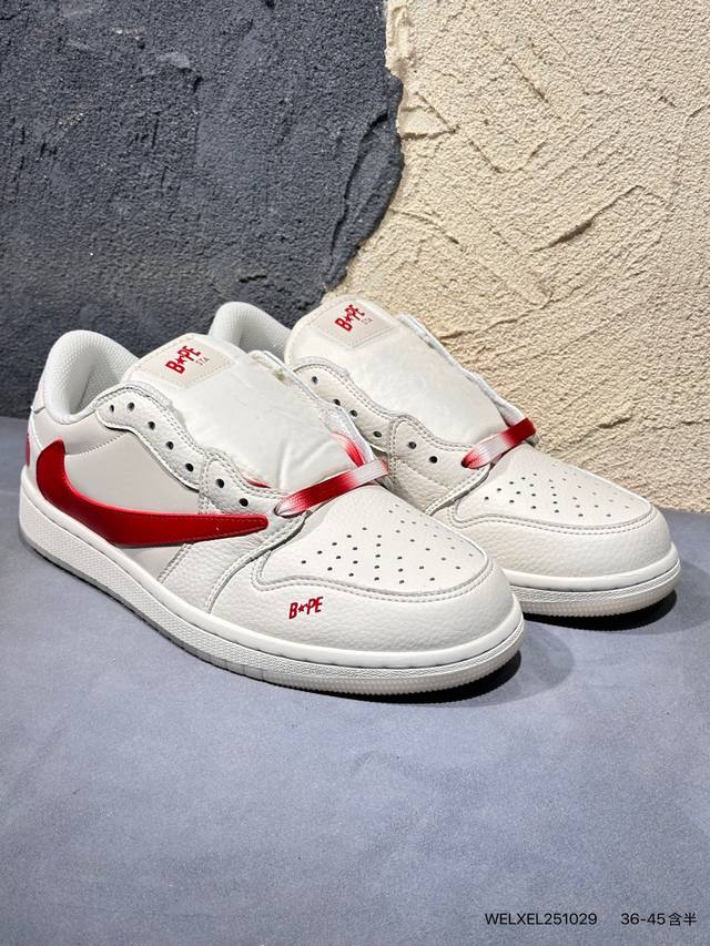 Travis Scott X Fragment Design X Air Jordan Aj1 Low Og Sp 三方联名闪电倒钩2.0低帮 白蓝黑 Dm78