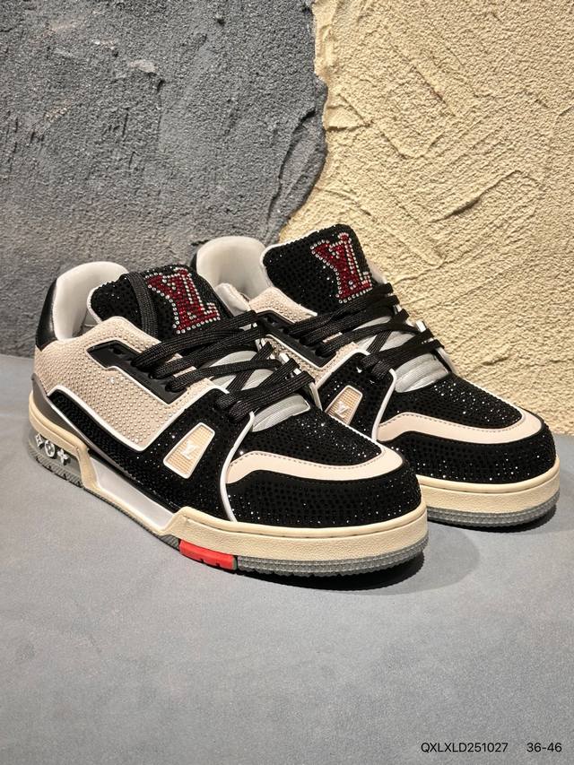 新品上市实拍 全新Lv路易威登Louis Vuitton Trainer Sneaker Low休闲运动文化百搭篮球板鞋Qxlxld251027