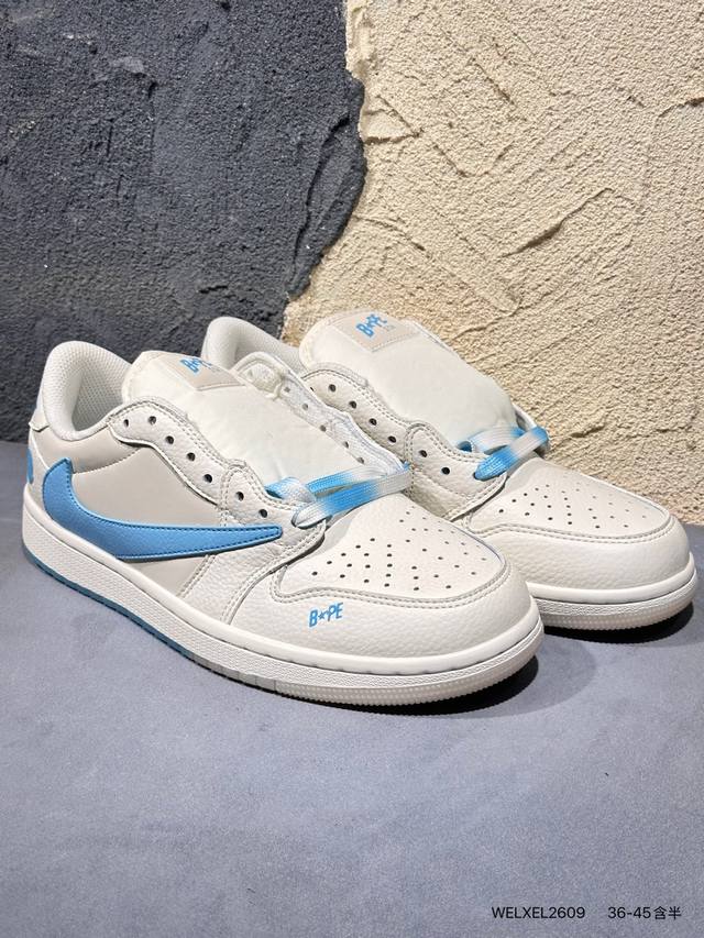 Travis Scott X Fragment Design X Air Jordan Aj1 Low Og Sp 三方联名闪电倒钩2.0低帮 白蓝黑 Dm78