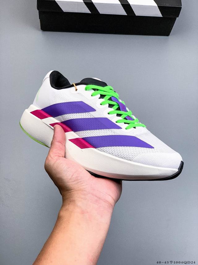 Adidas Adizero Evo Sl M马拉松飞线贾卡轻质透气休闲运动跑步鞋 采用双层透气网纱 Flywire动态飞线绑缚鞋面材质 内置Zoom小气垫装置