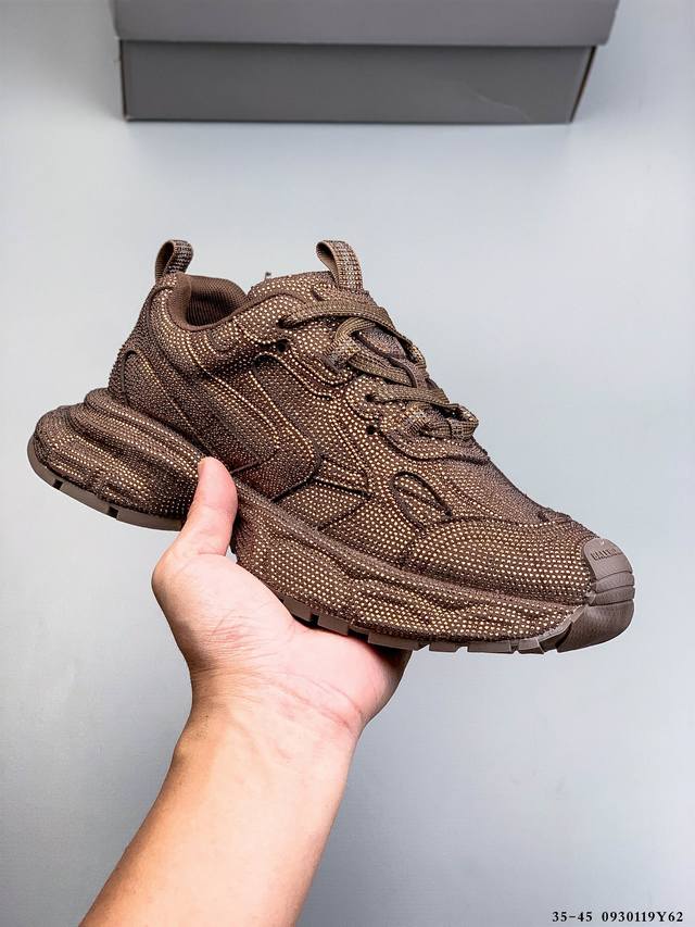 巴黎世家Balenciaga 3Xl Sneakers 3+系列低帮复古阔型底姥爹风潮流百搭休闲慢跑鞋 满钻 男女鞋配件防尘袋及附送鞋带#全部采用原档案原楦数据