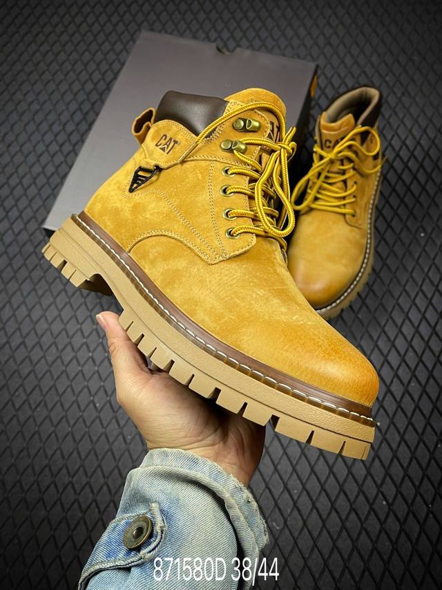 新货#Cat卡特 硬汉推土机品牌经典百搭户外休闲大黄靴系列 广东大厂品质 秋冬新款 常年主打 时尚潮流搭配 面料釆用意大利进口磨砂牛皮 全鞋真牛皮材料 大底到五