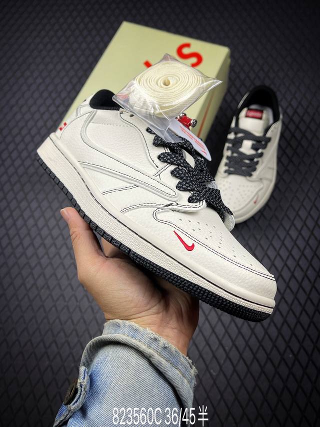 C 真标 带半码 Aj1倒勾 Travis Scott X Air Jordan 1 “ Reverse Mocha “ Aj1乔1 Ts 闪电 联名倒钩 冲孔