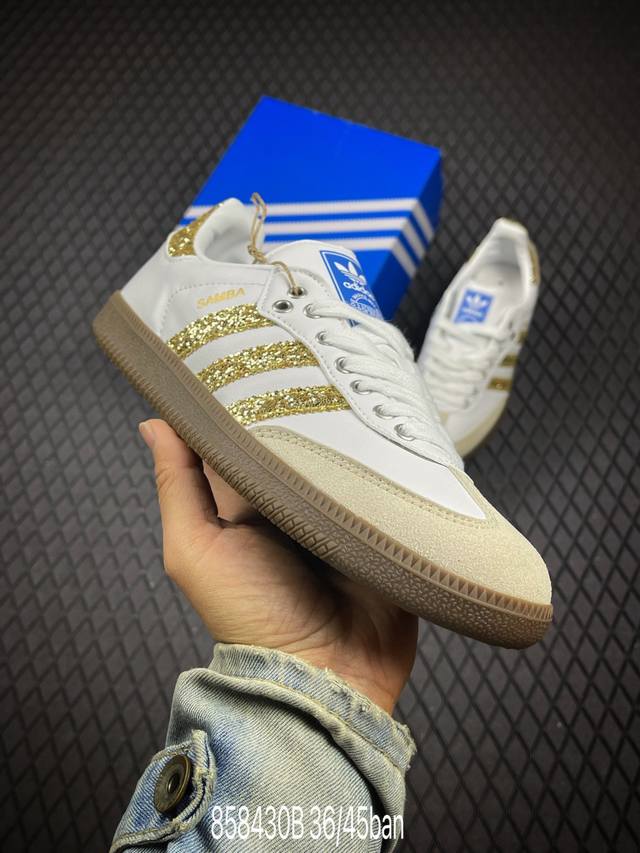 B 公司级Adidas Originals Samba 桑巴舞系列阿迪达斯 三叶草 绅士德训足球风百搭低帮休闲运动板鞋 货号:B75810 尺码:36 36.5