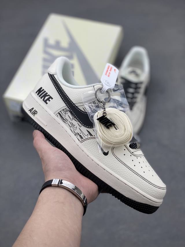 工厂P套现 福利特价 原本地260版本 海外限量发售！公司级Nike Air Force 1 '07 Low “Nike联名 米黑多重勾”空军一号 低帮 运动鞋