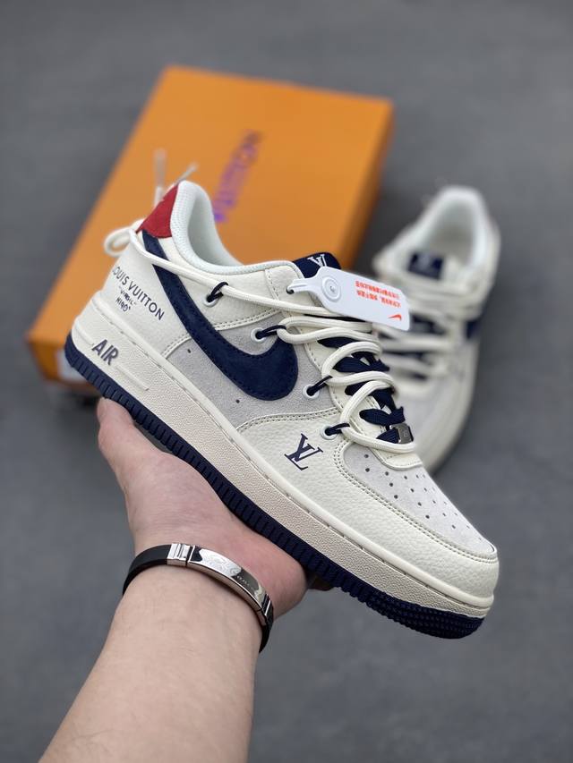 海外限量发售！公司级Nike Air Force 1 '07 Low “Lv联名 蓝勾抽绳”空军一号 低帮 运动鞋 休闲鞋 折边针车 工艺难度大 原楦头原纸板