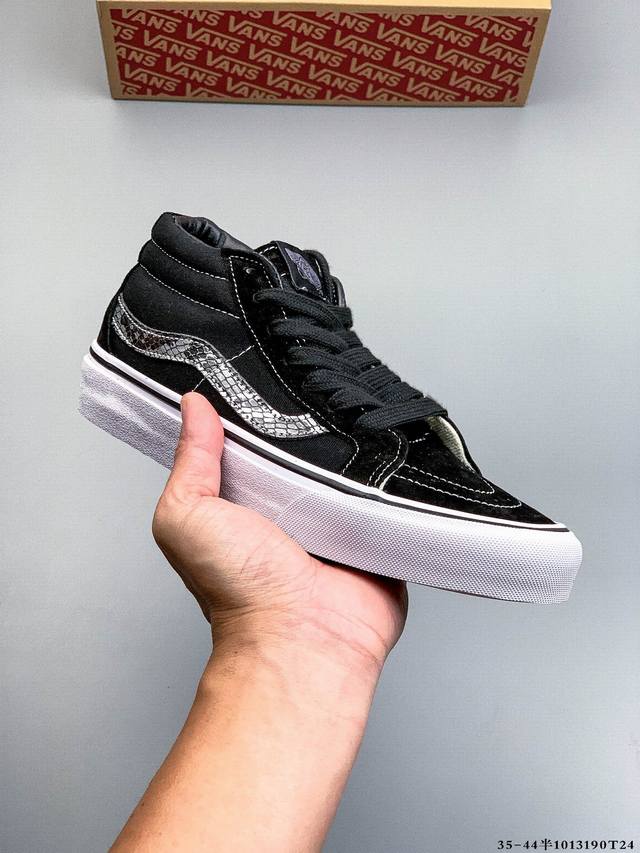 公司级硫化底！万斯Vans Sk8-Mid Slim 中帮时尚运动休闲滑板鞋 1013 T24
