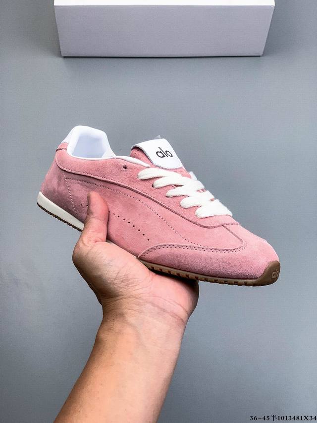 Alo Yoga Sunset真皮休闲德训鞋女款 2025新款超火巨好看阿甘鞋 平底防滑运动鞋 1013481X34