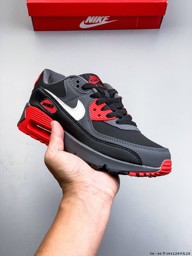 公司级！耐克 Wmns Nike Air Max 90 Oreo 半掌气垫全皮复古运动休闲慢跑鞋 1012289X28