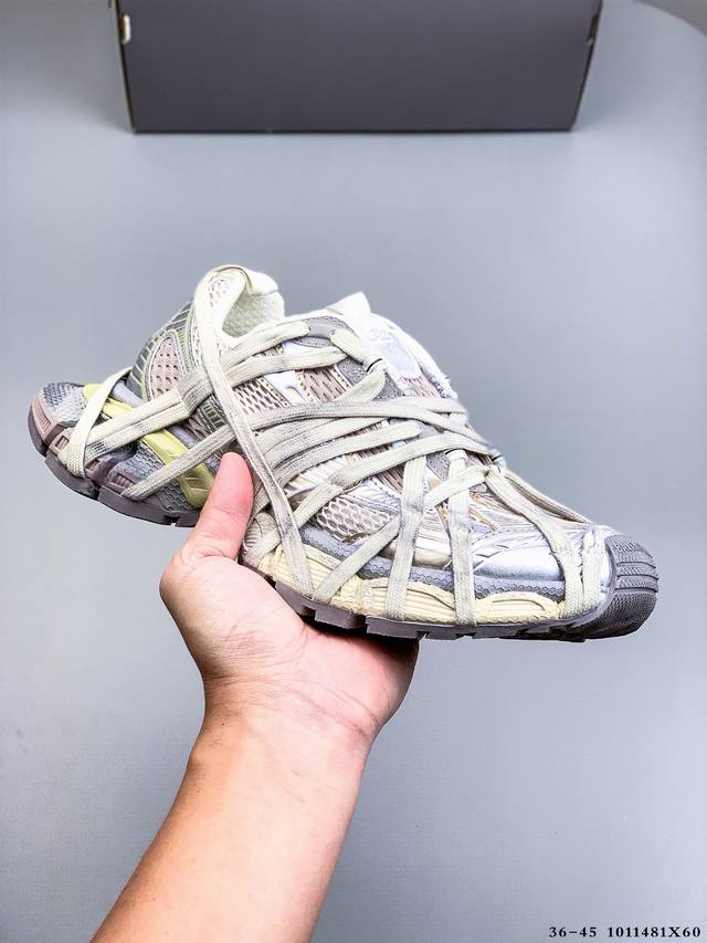 公司级！Balenciaga 3Xl Sneakers 巴黎世家十代网布系带低帮走秀复古老爹鞋 在延续 Balenciaga Runner 轮廓和复杂鞋面塑胶结