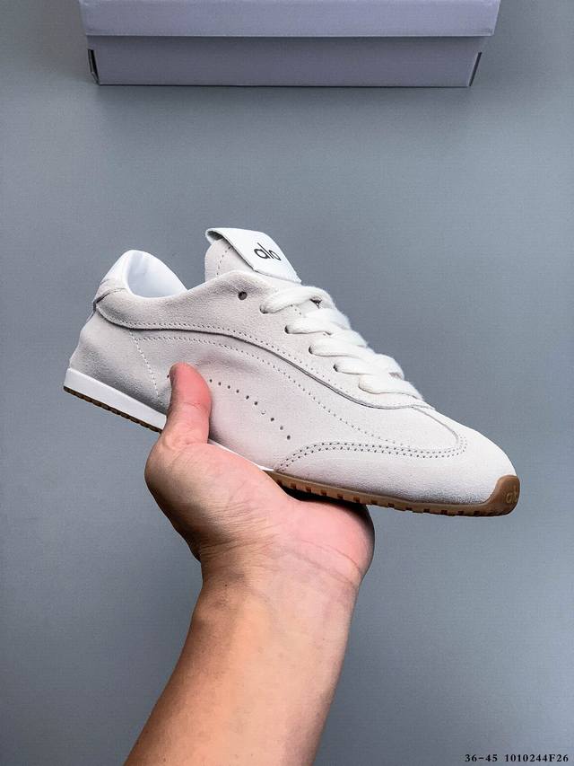 Alo Yoga Sunset真皮休闲德训鞋女款 2025新款超火巨好看阿甘鞋 平底防滑运动鞋 1010244F26