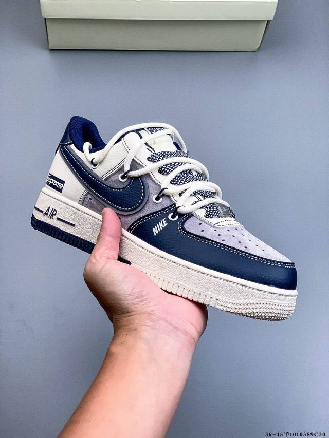原楦数据纸版，采用硬质优质皮革鞋面材质，内置全掌Air Sole气垫。耐克 Nike Air Force 1 Low 空军一号低帮百搭休闲运动板鞋 101038