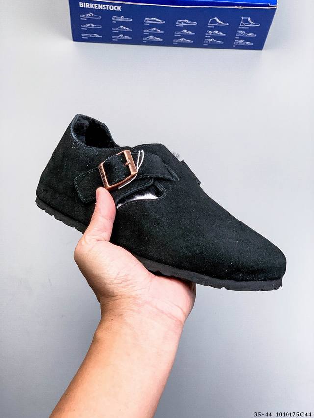 德国百年知名鞋履品牌 加绒加毛博肯Birkenstock 秋冬新款 勃肯半拖凉鞋系列加棉 加绒包头拖鞋 广东原产#采用质地柔软牛皮革 中底搭载缓震软木橡胶 外置