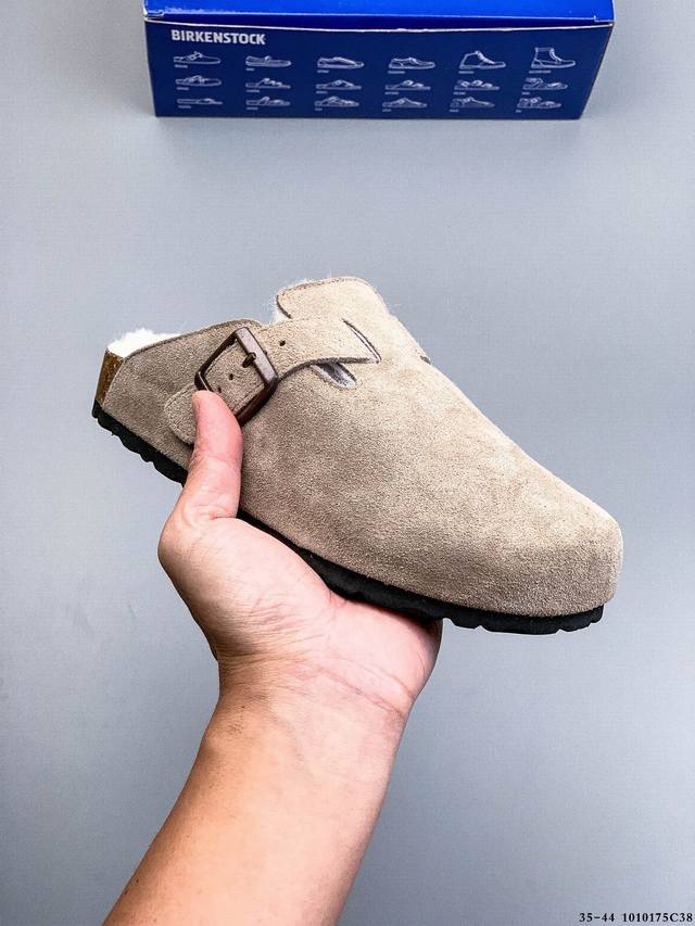 德国百年知名鞋履品牌 加绒加毛博肯Birkenstock 秋冬新款 勃肯半拖凉鞋系列加棉 加绒包头拖鞋 广东原产#采用质地柔软牛皮革 中底搭载缓震软木橡胶 外置