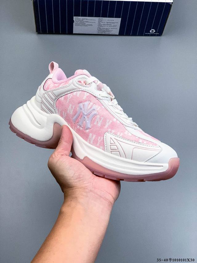 公司级！Mlb Chunky Liner 厚底休闲跑步鞋 Ny印花 透气轻便百搭运动鞋 1010101X30