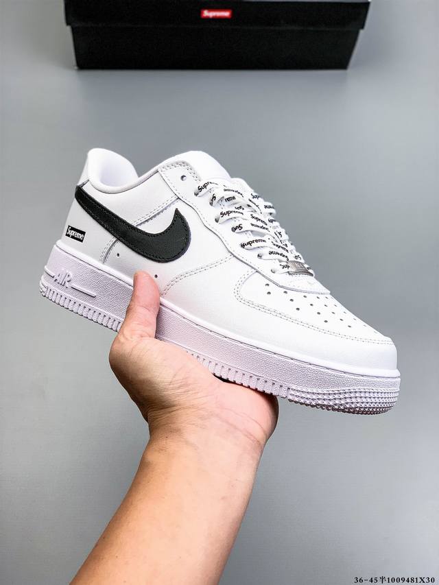 原楦数据纸版，采用硬质优质皮革鞋面材质，内置全掌Air Sole气垫。耐克 Nike Air Force 1 Low 空军一号低帮百搭休闲运动板鞋 100948