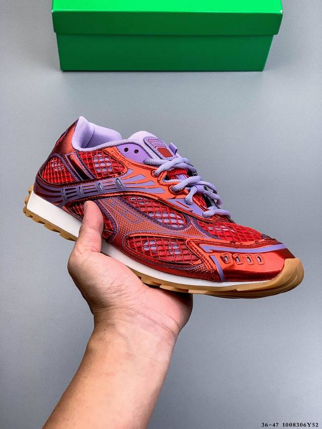 公司级！Bottega Veneta葆蝶家Bv最新款Orbit系列 情侣款复古网面休闲运动鞋 原版定制科技金属面料+进口透气网里 原版开模防滑Tpu材质 100