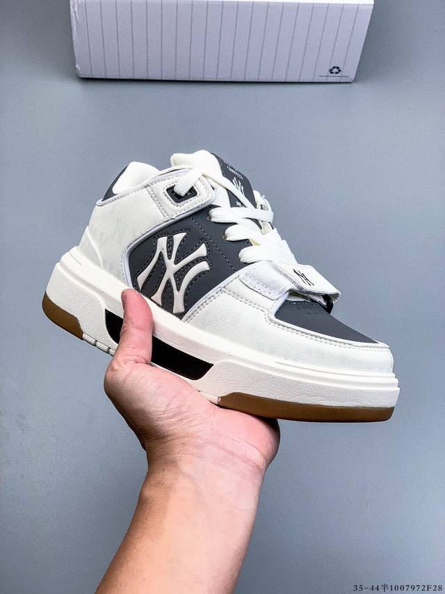 公司级！Mlb Chunky Liner 厚底休闲跑步鞋 Ny印花 牛皮材质运动鞋 1007972F28