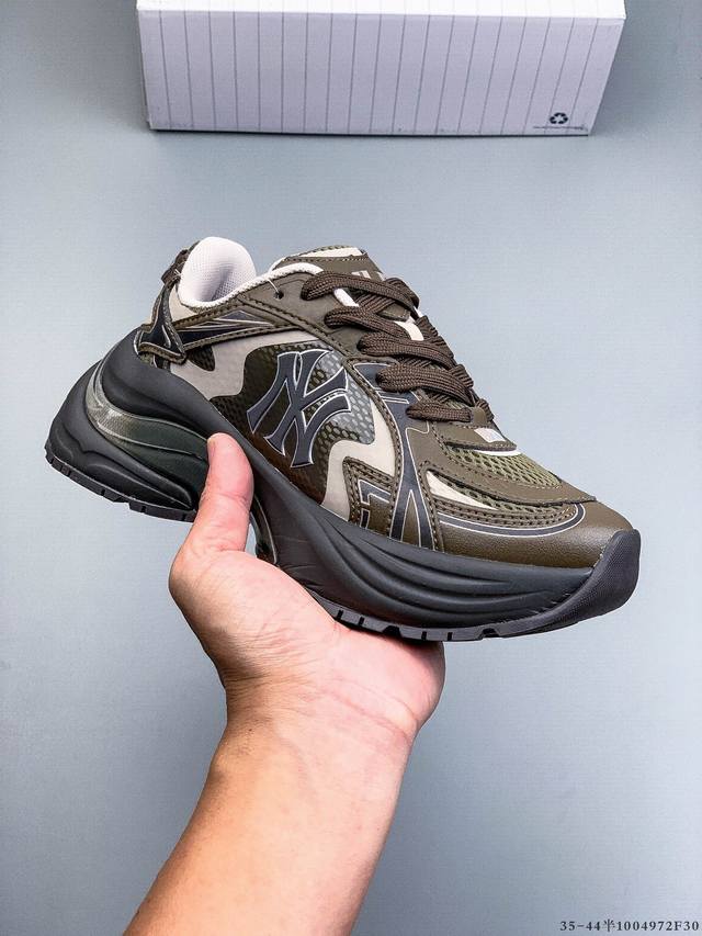 公司级！Mlb Chunky Liner 厚底休闲跑步鞋 Ny印花 透气轻便百搭运动鞋 1004972F30