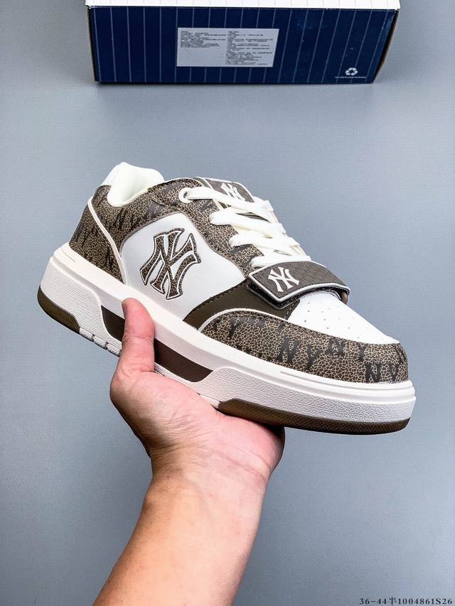 公司级！Mlb Chunky Liner 厚底休闲跑步鞋 Ny印花 牛皮材质运动鞋 4861S26