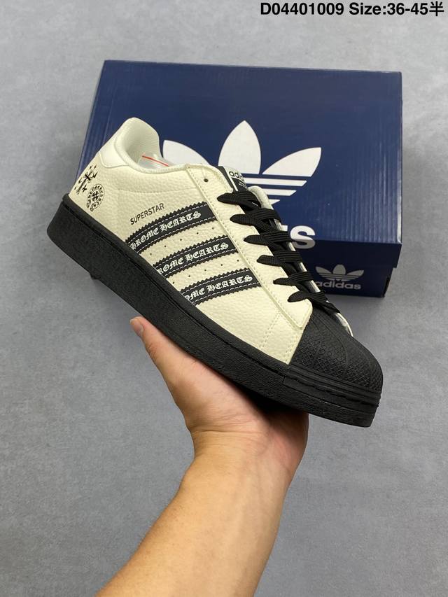 阿迪达斯Adidas三叶草 Originals Superstar贝壳头’Diy’系列低帮经典百搭休闲运动板鞋 原装头层材料 用料绝不含糊 独家版型蒸餾加工帶來