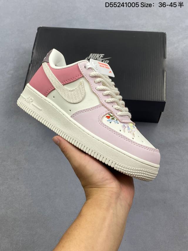 Nike Air Force 1 Low 粉白 空军一号低帮运动休闲板鞋原楦头原纸板 打造纯正空军版型 专注外贸渠道 全掌内置蜂窝气垫 原盒配件 原厂中底钢印、