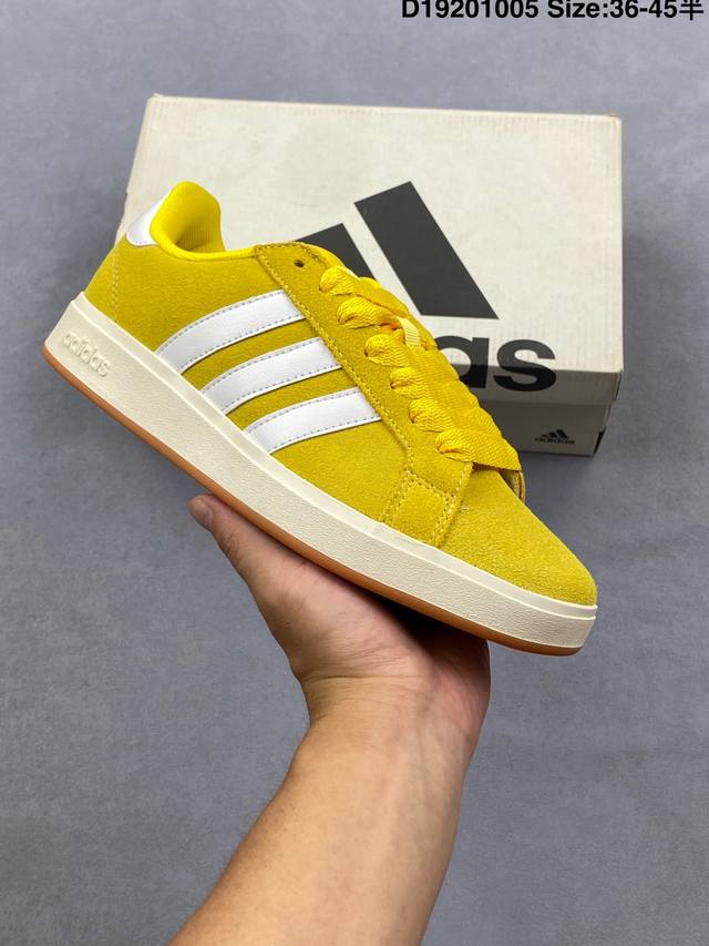 Adidas Grand Court Base 00S 运动休闲 耐磨 低帮 板鞋 棕白灰 货号: Jq2721 编码:D1920 5 尺码:36-45半