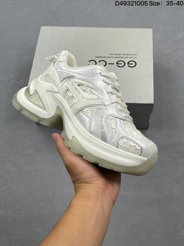 公司级Gg-Cc Gg-Cc Chunky Low 厚底增高运动老爹鞋 广东大厂出品 夏季透气网面老爹鞋系列 时髦Look轻松定格不费力展现率性氛围酷帅机能风不