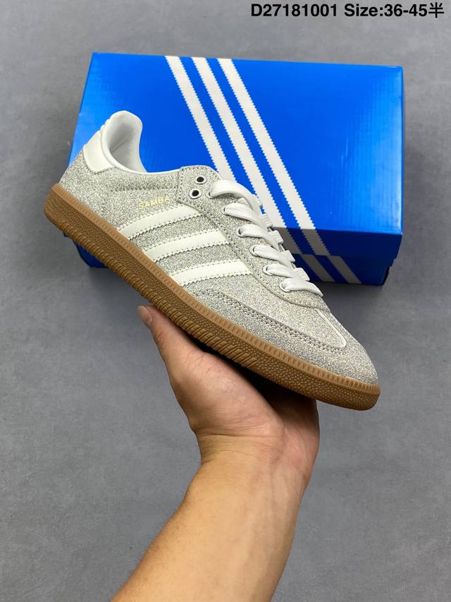 真标阿迪达斯三叶草Adidas Originals Samba Og 桑巴舞系列绅士德训足球风百搭低帮休闲运动板鞋 货号:Ji0218 Id:D2718 1 S