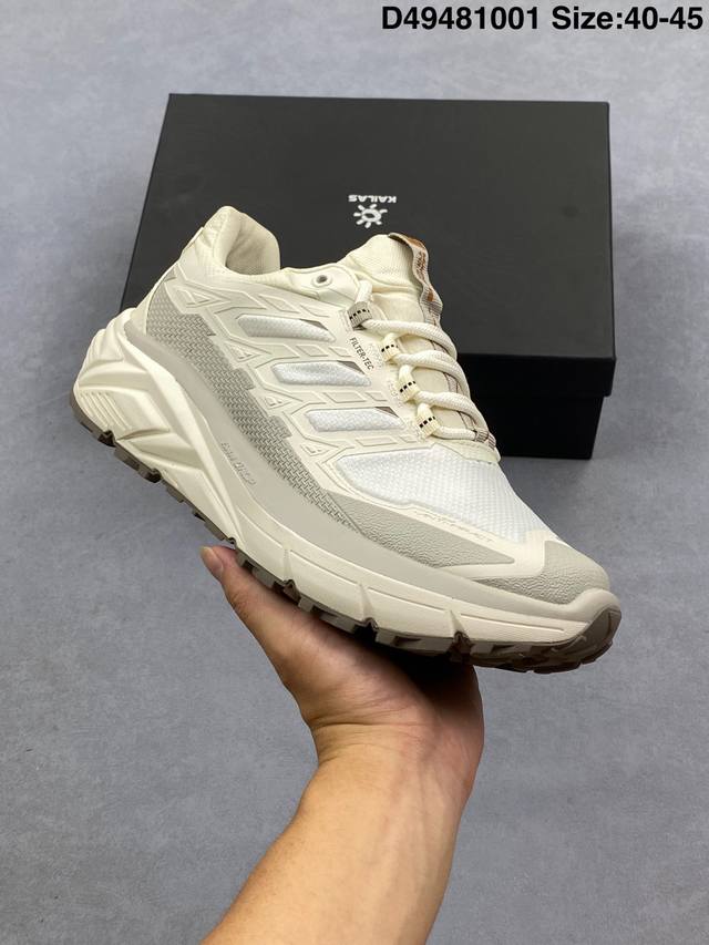 升级原楦原纸版开发版型，采用Xdimesh多维网面面料材质，搭载减震科技恢复性高密Eva中底,防滑耐磨Rb橡胶外底全球三大全系攀登品牌 凯乐石Kailas Fu