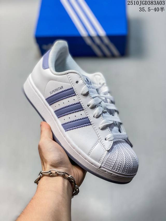 全头层软蓝底 Adidas 阿迪达斯 男女鞋真标半码制，原楦原纸版数据开发，采用头层牛皮鞋面材质，搭载高密度Eva发泡软中底拉帮工艺 经典一哥 经典旧版版阿迪达