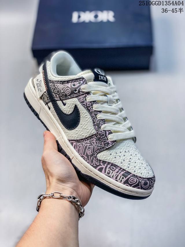 海外爆款限量发售！高端定制Nike Sb Dunk Low “路易威登Lv联名---米白蓝帆布印花” 高端定制 低帮休闲板鞋 定制鞋盒 大厂纯原品质出货 超高清