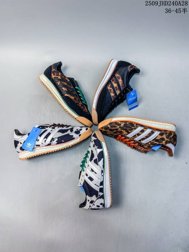 Adidas Sl 72 Og阿迪达斯时尚豹纹马海毛拼接男女低帮运动休闲鞋 尺码：如图 编码：09Jhd240A28