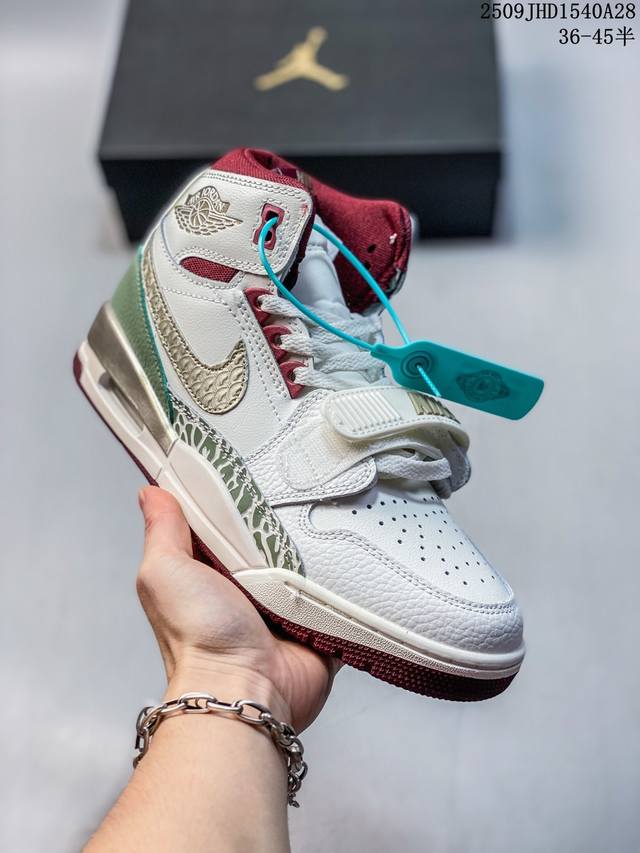 真标耐克Nike Air Jordan Legacy 312 Low”White Pine Green“乔丹最强三合一混合版本低帮文化休闲运动篮球鞋 货号:Fn